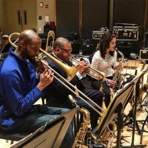 In rehearsal with Wynton Marsalis (Chris Crenshaw, trombone)