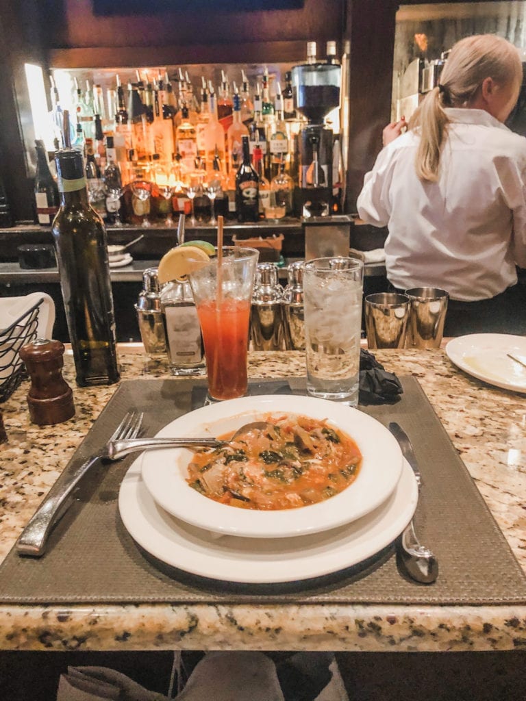 Toscano Restaurant's Bloody Mary and Acquacotta Soup