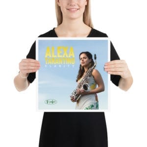 woman holding Clarity poster