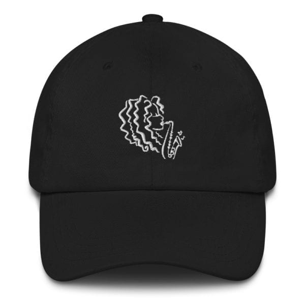 black baseball hat with alexa tarantino logo