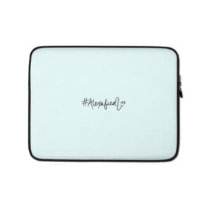light blue laptop case with #alexafied logo