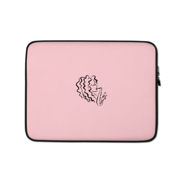 pink laptop case with alexa tarantino logo
