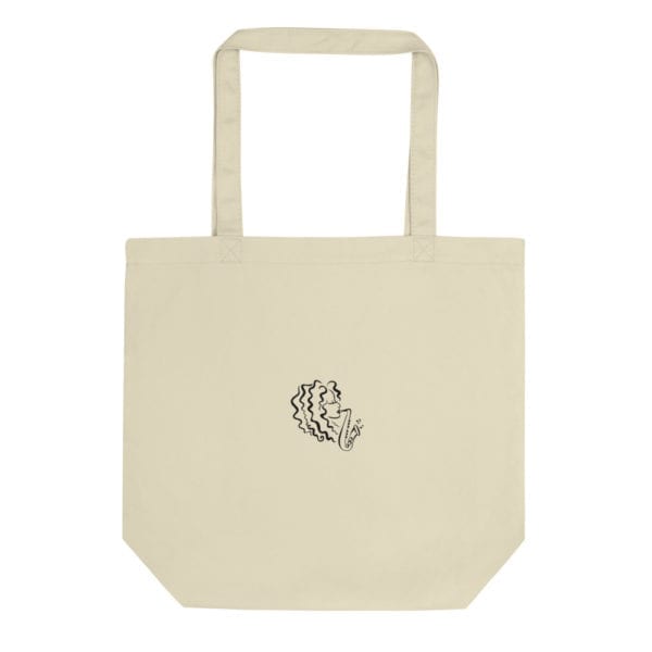 tan tote bag with alexa tarantino logo