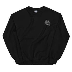 unisex crew black sweatshirt with Alexa Tarantino logo