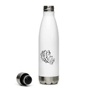 stainless steel water bottle with Alexa Tarantino logo